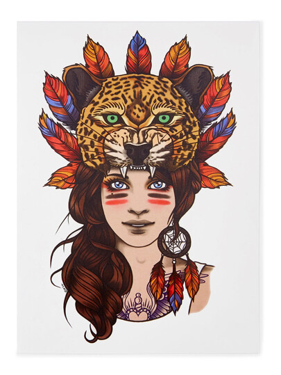 Beauty & Tiger Tattoo Sticker