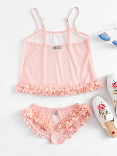 Conjunto de malla con aplicación de flor