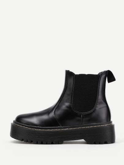 Rund Zehe PU elastische Stiefeletten