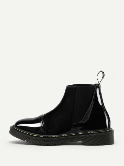 Lackleder runde Zehe Stiefeletten