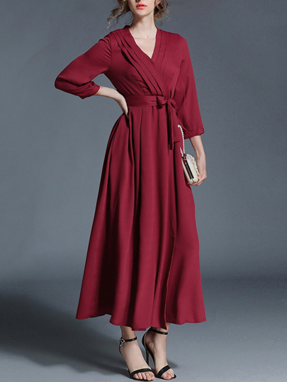 Tie Waist Surplice Front Dress