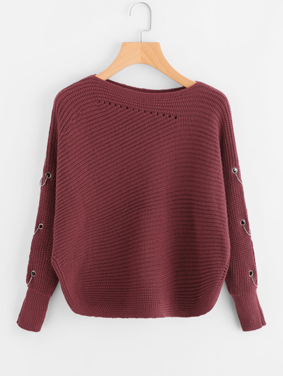 Sweater bord courbé avec un trou