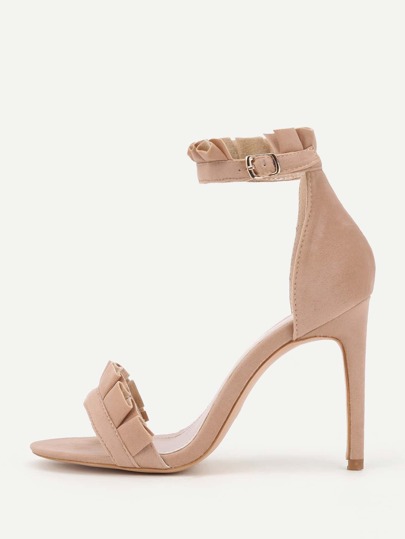 Pleated Trim Design Two Part Heeled Sandals