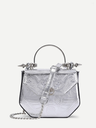 Metallische PU Umhängetasche mit Kette