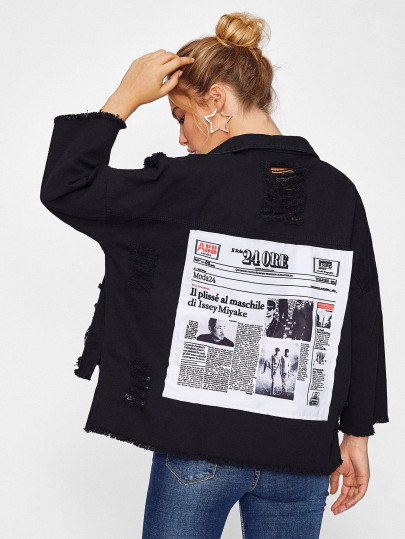 Blouson rétro avec pièce au dos et la chute de l\'épaule