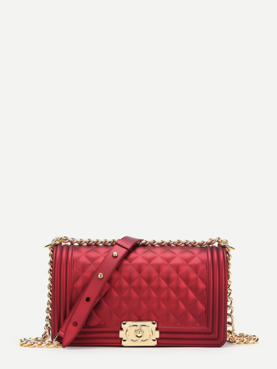 Metal Lock Quilted Crossbody Chain Bag