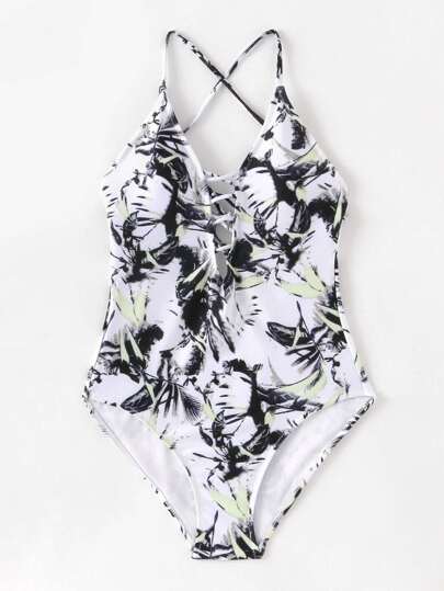 Maillot de bain avec col plongeant croisé