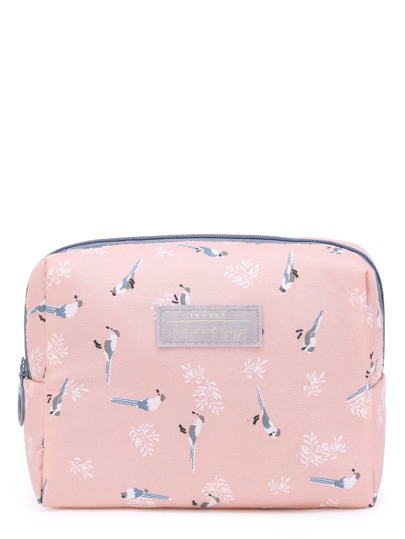 Sacchetto accessori con stampa di uccello