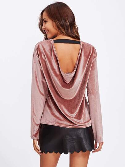 Drape Back Velvet Top