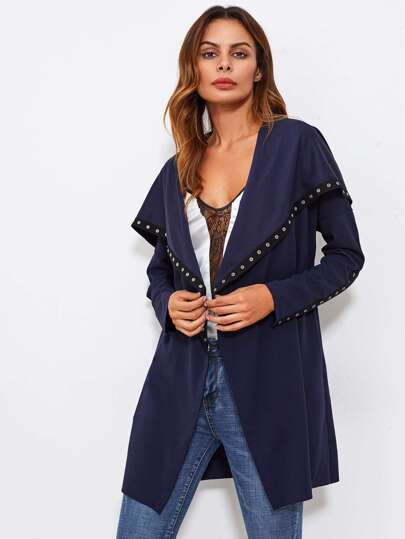 Exaggerate Collar Press-stud Detail Coat