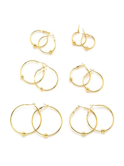 6 pares de pendientes con tamaños diferentes