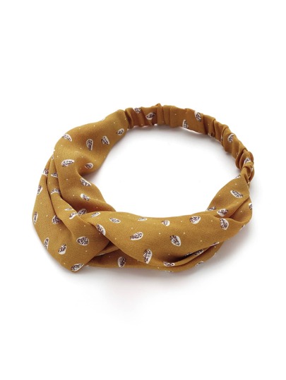 Leaf Print Twist Headband