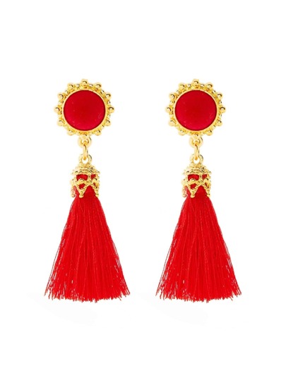 Contrast Tassel Drop Earrings