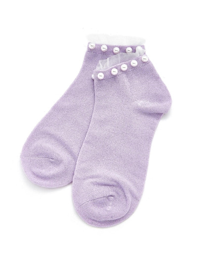 Socquettes avec détail de perle fausse ruché