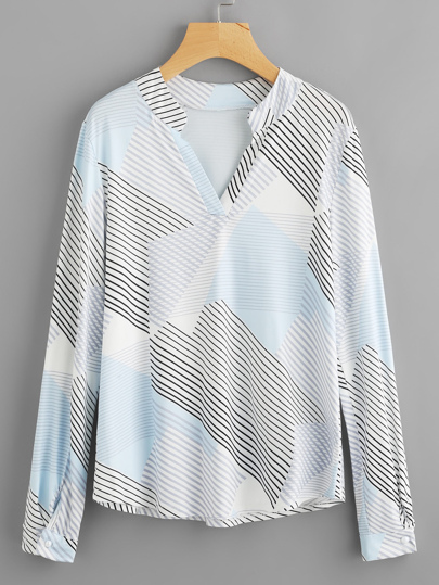 Abstract Stripe Print Blouse