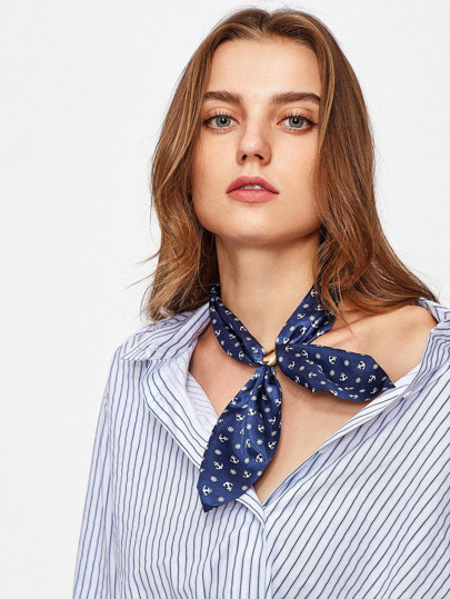 Anchor Print Chain Linked Satin Neckerchief