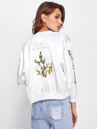 Satin Jacke mit Stickereien