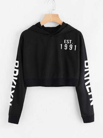 Sweat-shirt court imprimé alphabet