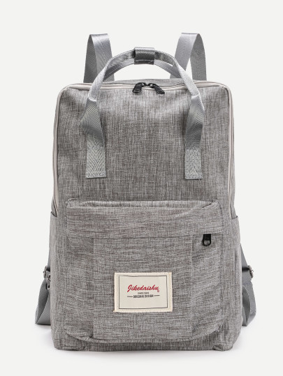 Patch Detail Double Handle Canvas Backpack