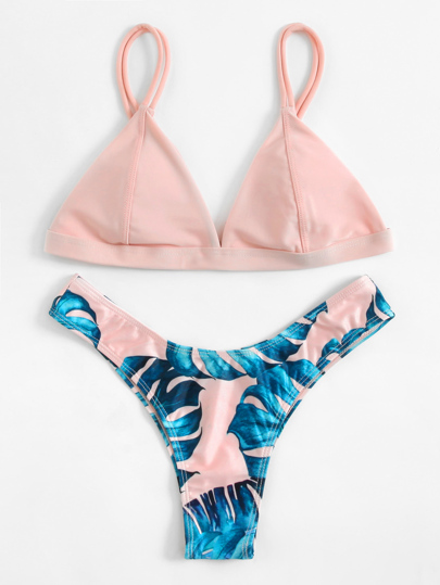 Set di bikini di triangolo con stampa di giungla