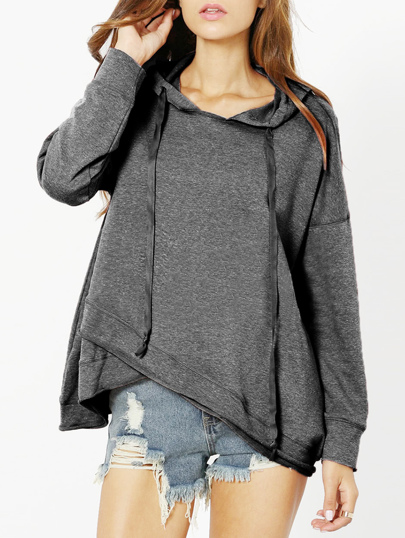 Kapuzensweatshirt Drop Schulter -hell grau