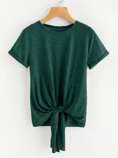 Camiseta de marga con nudo y puño doblado