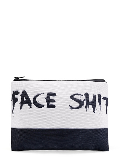 Zweifarbige Makeup Tasche mit Buchstaben