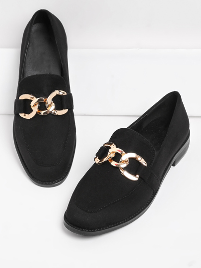 Metal Detail Almond Toe Flats