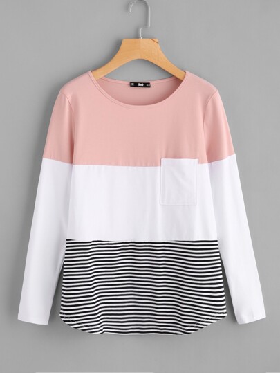 Cut And Sew Pocket Front Top