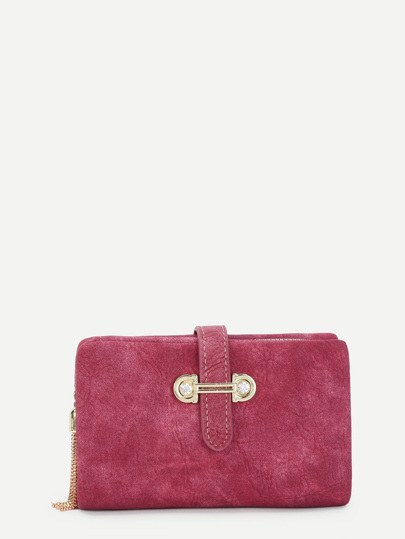 Chain Tassel Detail Foldover PU Wallet