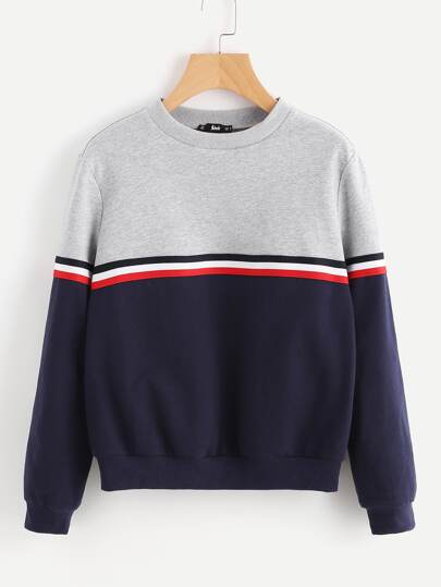 Zwei Ton Sweatshirt mit Streifen