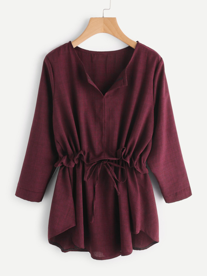 Drawstring Waist Frill Blouse