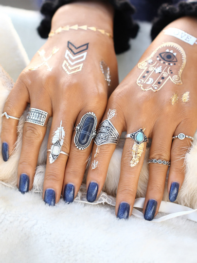 Pack anillo en multiforma con piedras preciosas