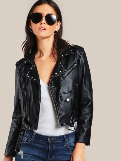 Jacke mit Niet Detail und Gürtel