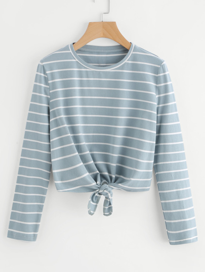 Knot Front Striped Tee