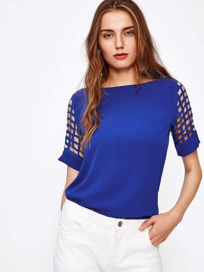 Laser Cut Sleeve Blouse
