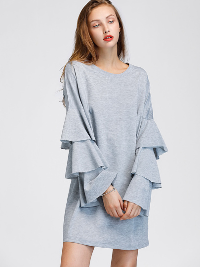 T-shirt vestito con maniche scanalate