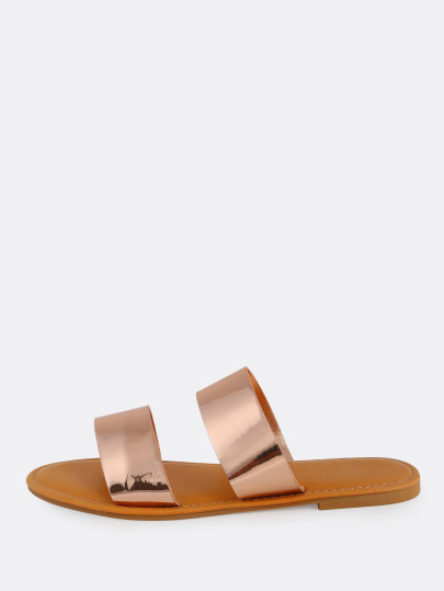 Double Band Flat Sandals ROSE GOLD