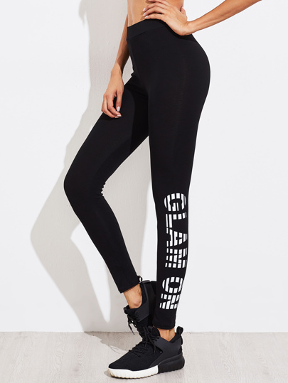 Active Letter Print Leggings