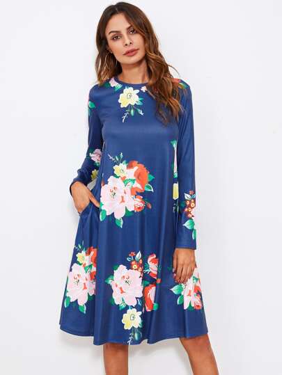 Flower Print Swing Dress