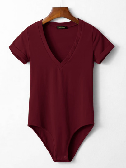 Body avec V col avec ourlet