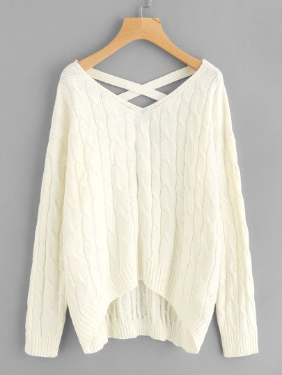 Pullover mit Kreuzgurte und V hinten