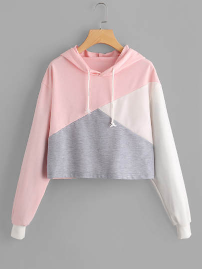 Cut und Sew Crop Hoodie