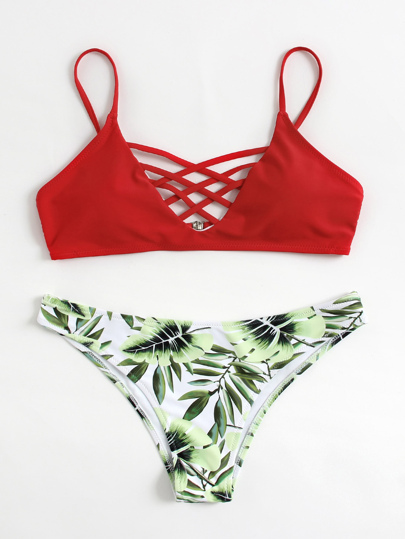 Set di bikini con stampa di giungla
