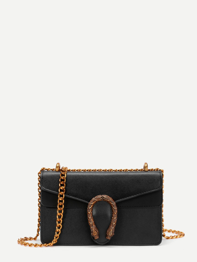 Metal Detail Faux Leather Chain Bag