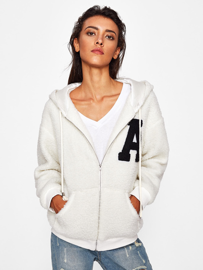 Hoodie mit A Applikation und Reißverschluss