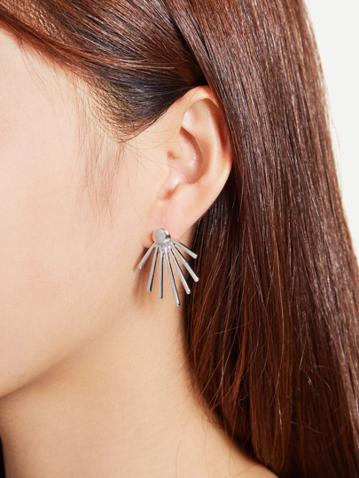 Metal Rays Shaped Ear Jacket 2pcs