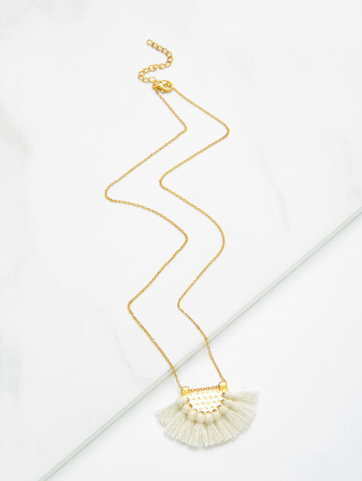 Fan Shaped Tassel Pendant Chain Necklace