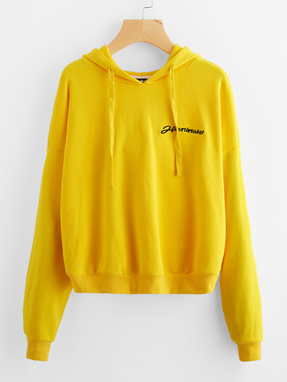 Drop Shoulder Embroidered Hoodie