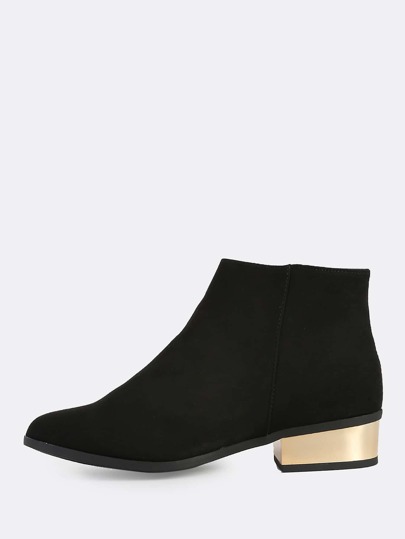 Faux Suede Gold Heel Boots BLACK